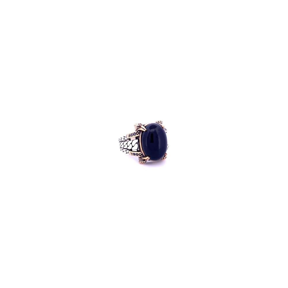 Onyx Gemstone Ring - Handmade Turkish 925 Sterling Silver Ottoman Rings for Mens - Vintage Ring Anniversary Gifts for him