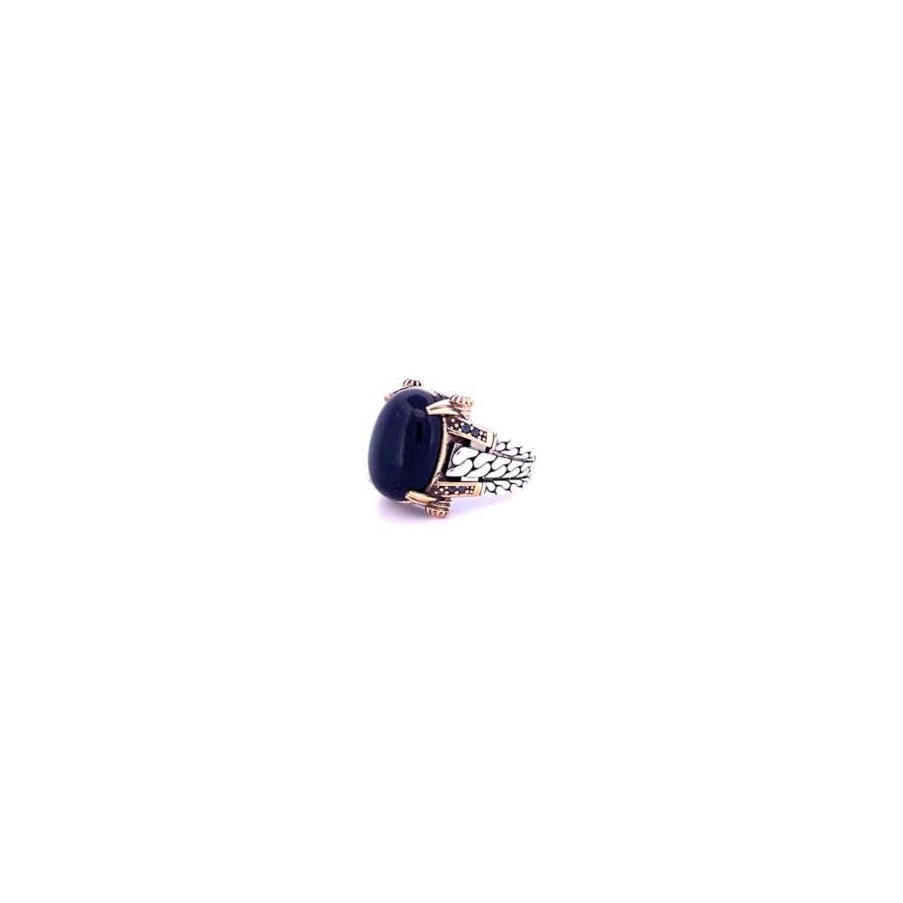 Onyx Gemstone Ring - Handmade Turkish 925 Sterling Silver Ottoman Rings for Mens - Vintage Ring Anniversary Gifts for him