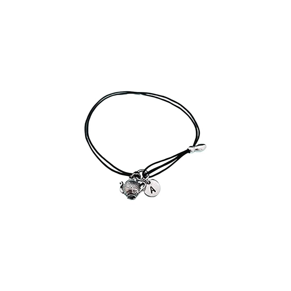 Teapot cord bracelet, teapot charm bracelet, adjustable bracelet, charm bracelet, personalized bracelet, initial bracelet, monogram