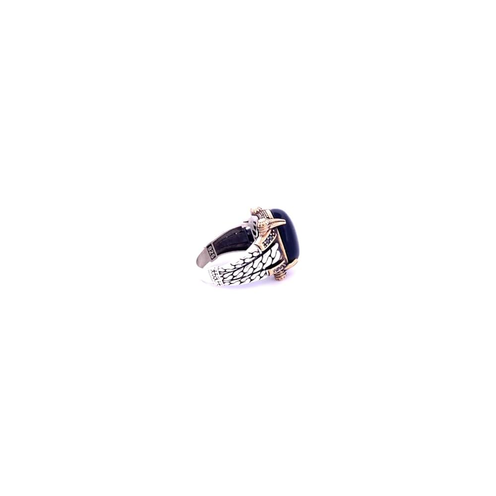 Onyx Gemstone Ring - Handmade Turkish 925 Sterling Silver Ottoman Rings for Mens - Vintage Ring Anniversary Gifts for him