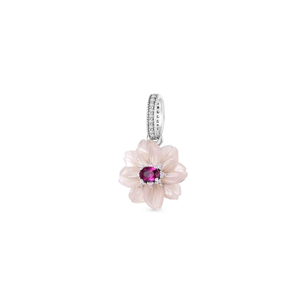 GNOCE Charm Beads for Bracelet 925 Sterling Silver Flower Heart Nature Design Fit Snake Chain Bracelets Jewelry Gift for Women Wife