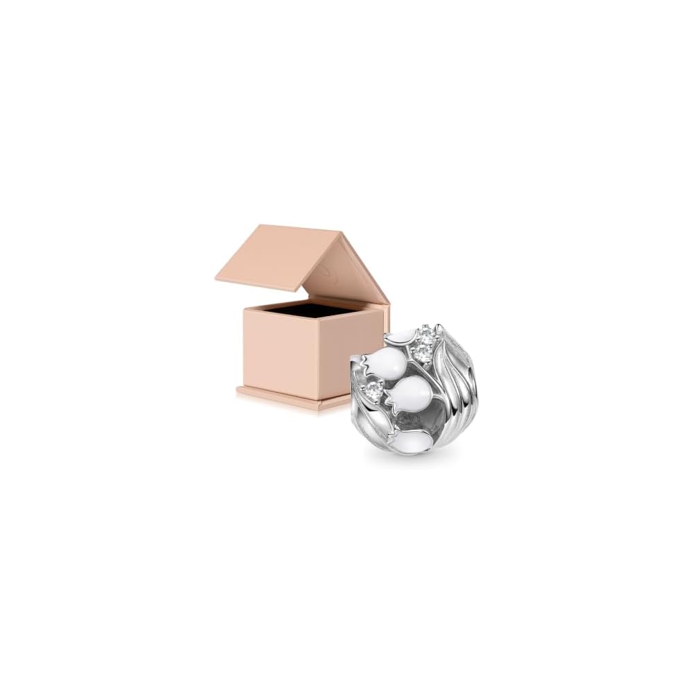 GNOCE Charm Beads for Bracelet 925 Sterling Silver Flower Heart Nature Design Fit Snake Chain Bracelets Jewelry Gift for Women Wife