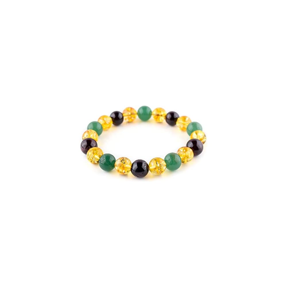 Triple Protection Bracelet - Unisex Stretchable Elastic Bracelet - Natural Gemstone Beads Dainty Men-Women Jewelry, Birthstone, Healing, Chakra, Yoga Balancing, Reiki