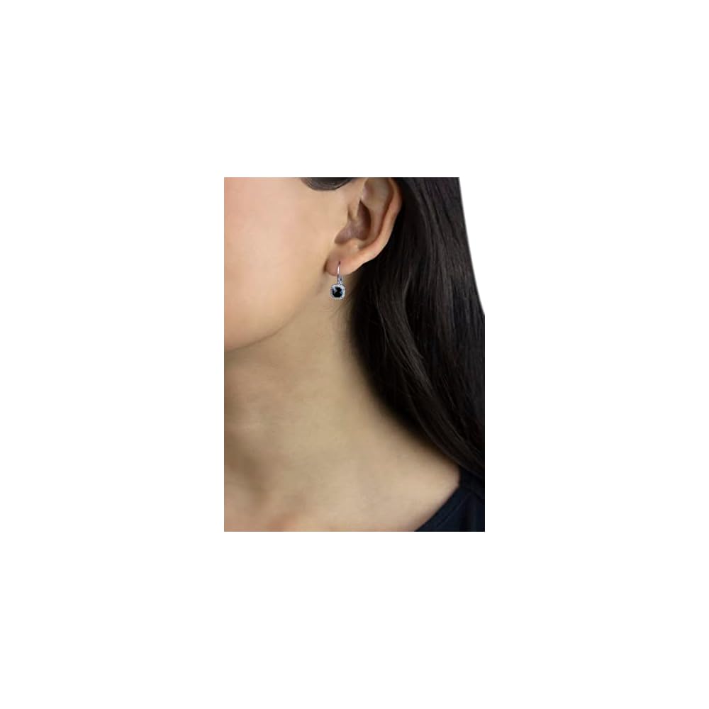 14k White Gold Earrings in Cushion Cut Green Tourmaline & Natural Diamonds, Leverback Earrings, Earrings For Women, Gold Jewelry, Jewelry for Women, Aesthetic, Gold Jewelry, Birthday Gifts For Women