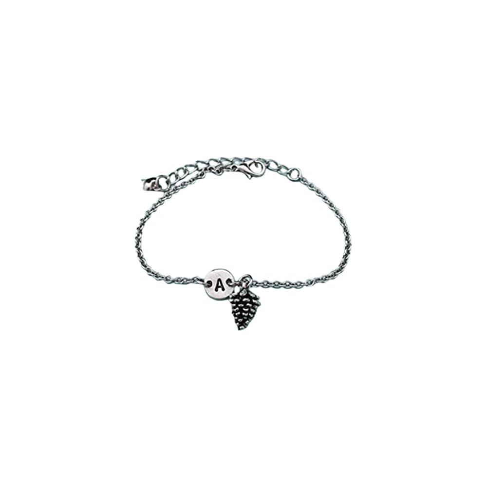 Pine cone charm bracelet, pine cone charm, adjustable bracelet, nature, personalized bracelet, initial bracelet, monogram