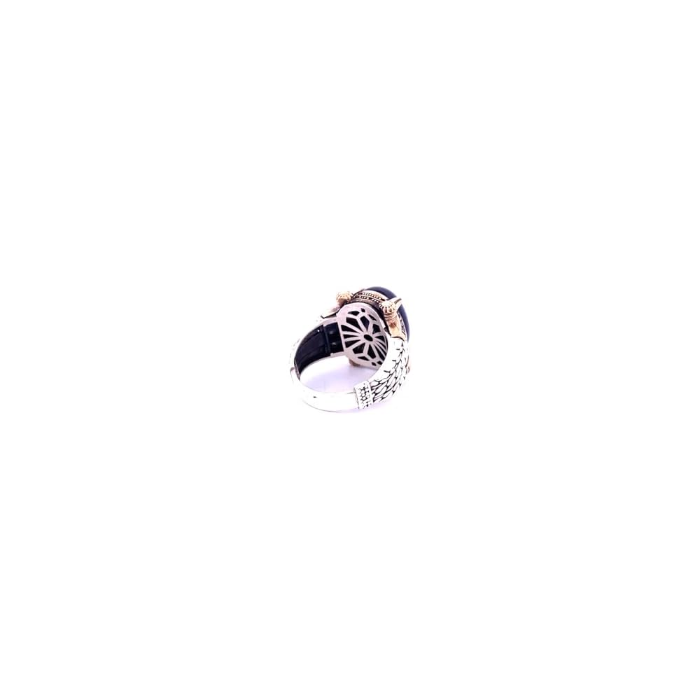 Onyx Gemstone Ring - Handmade Turkish 925 Sterling Silver Ottoman Rings for Mens - Vintage Ring Anniversary Gifts for him
