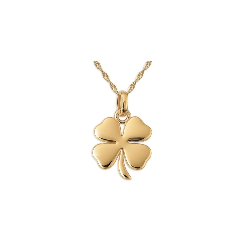 925 Sterling Silver Four Leaf Clover Necklace, Shamrock Pendant & 20" Chain