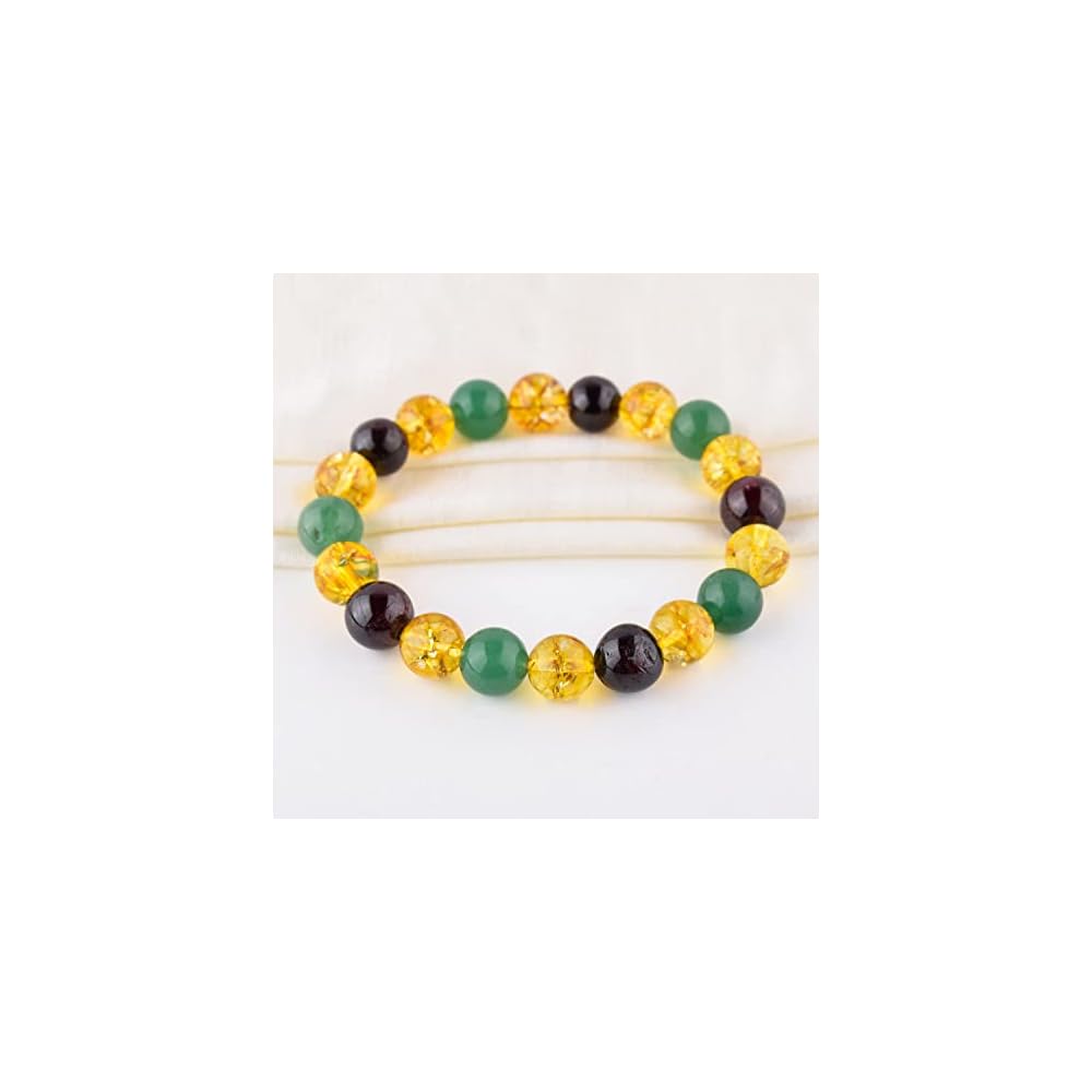 Triple Protection Bracelet - Unisex Stretchable Elastic Bracelet - Natural Gemstone Beads Dainty Men-Women Jewelry, Birthstone, Healing, Chakra, Yoga Balancing, Reiki