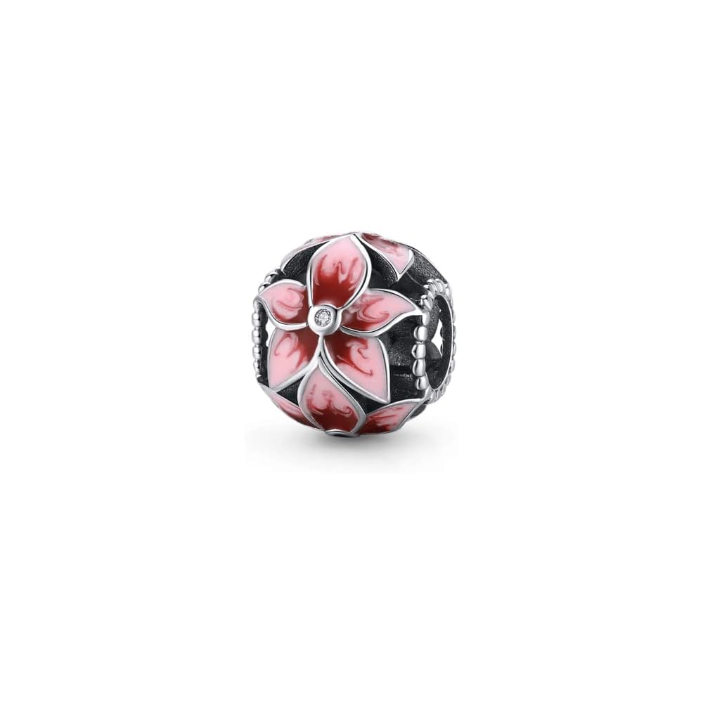 GNOCE Charm Beads for Bracelet 925 Sterling Silver Flower Heart Nature Design Fit Snake Chain Bracelets Jewelry Gift for Women Wife