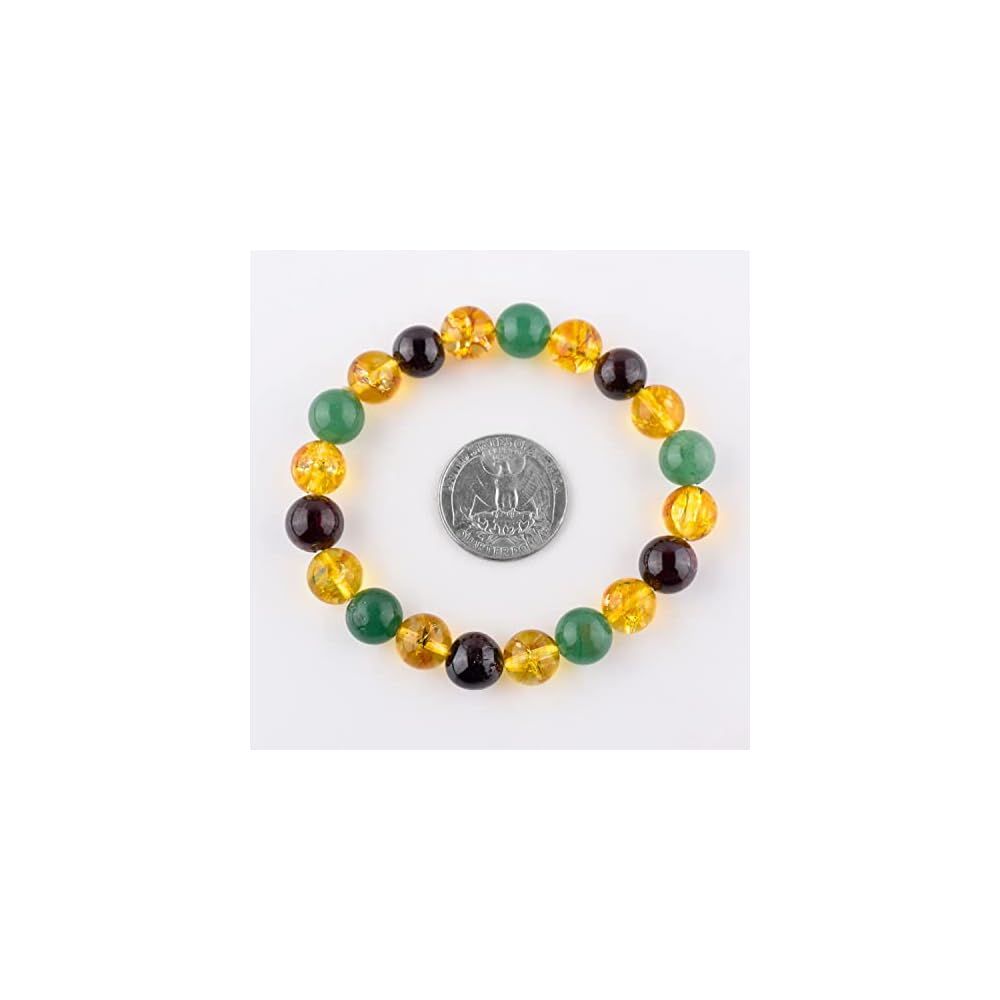 Triple Protection Bracelet - Unisex Stretchable Elastic Bracelet - Natural Gemstone Beads Dainty Men-Women Jewelry, Birthstone, Healing, Chakra, Yoga Balancing, Reiki