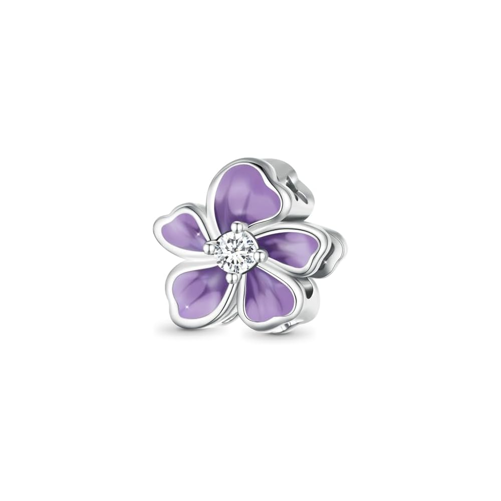 GNOCE Charm Beads for Bracelet 925 Sterling Silver Flower Heart Nature Design Fit Snake Chain Bracelets Jewelry Gift for Women Wife