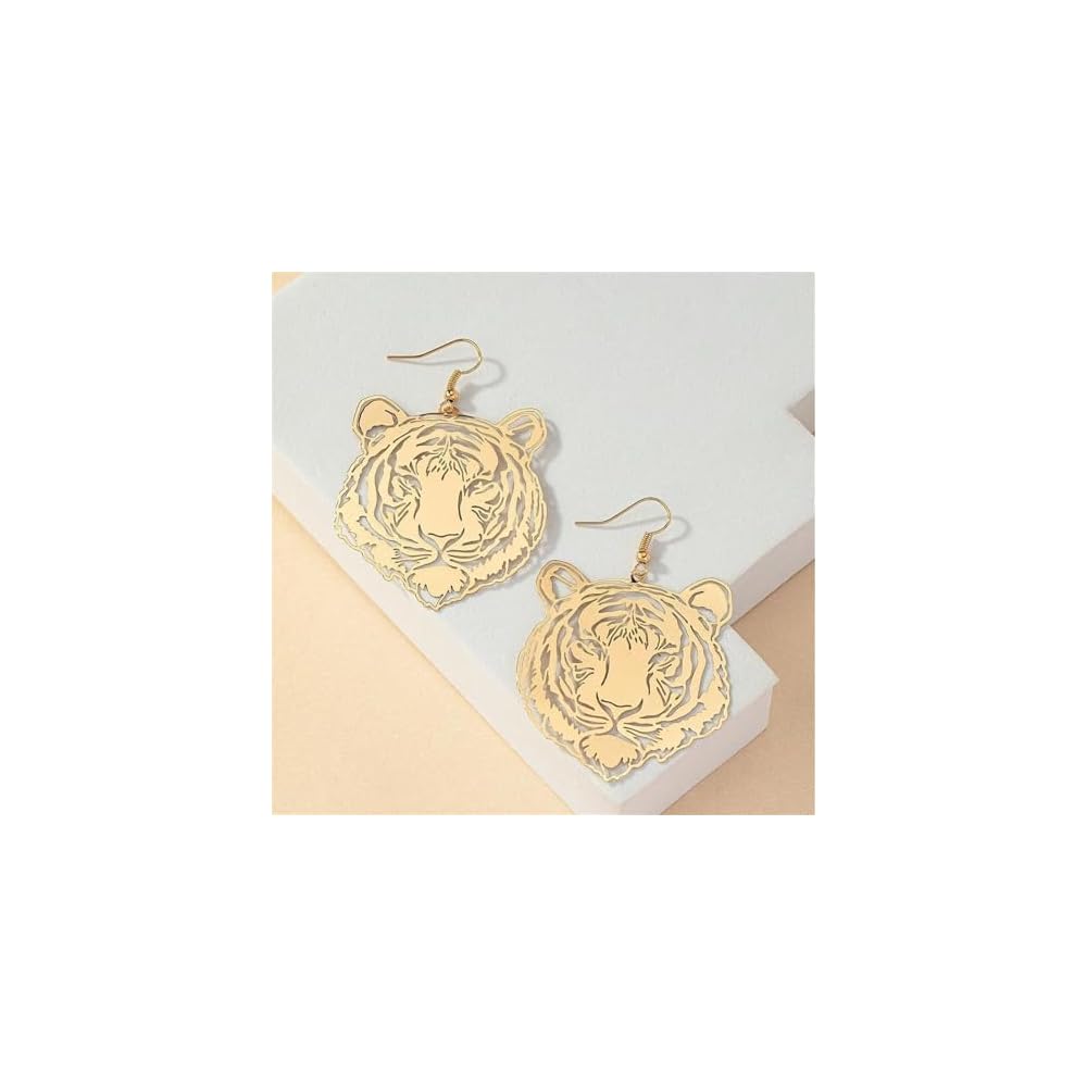 Gold Tiger Earrings Handmade Mascot Football Team Spirit Earrings Fashion Retro Animal Inspired Jewelry Bohemian Lucky Gift
