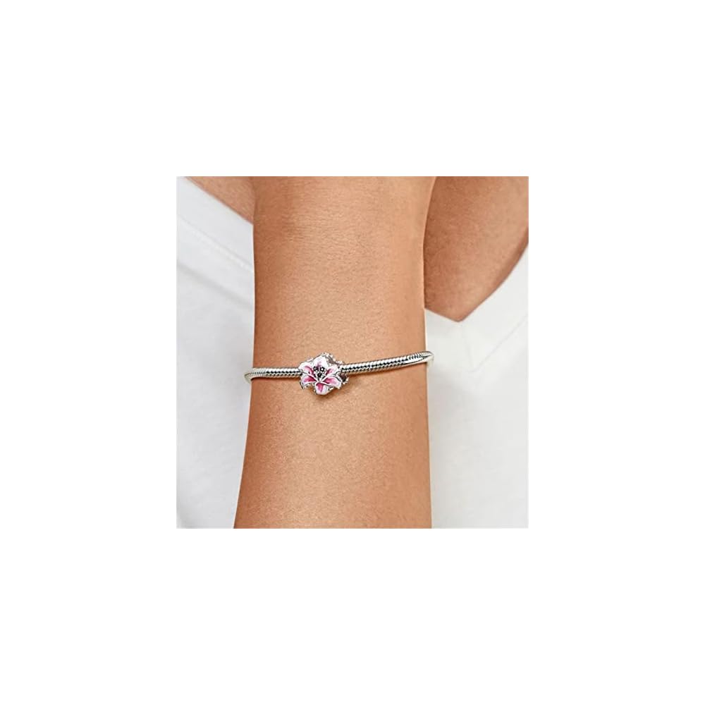 GNOCE Charm Beads for Bracelet 925 Sterling Silver Flower Heart Nature Design Fit Snake Chain Bracelets Jewelry Gift for Women Wife