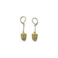 Theatrical Antique Brass Charm Necklace Tragedy Comedy Pendant/Earrings Theater Lover Gift Gold Plated Chain