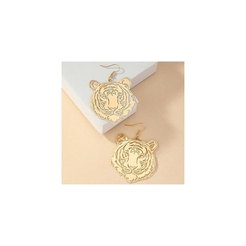 Gold Tiger Earrings Handmade Mascot Football Team Spirit Earrings Fashion Retro Animal Inspired Jewelry Bohemian Lucky Gift