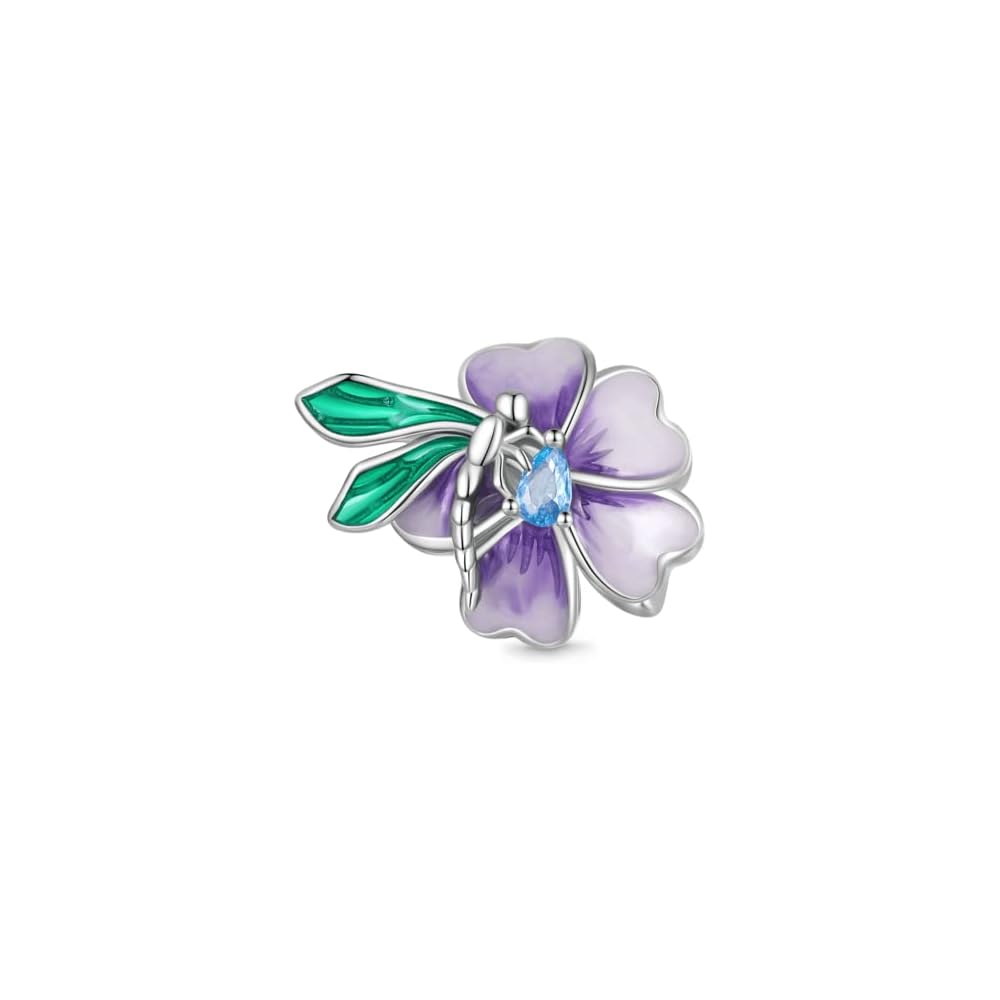 GNOCE Charm Beads for Bracelet 925 Sterling Silver Flower Heart Nature Design Fit Snake Chain Bracelets Jewelry Gift for Women Wife