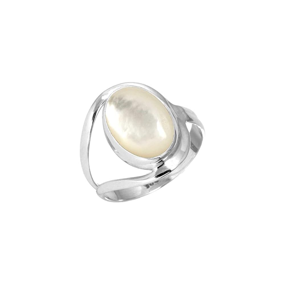 JEWELOPORIUM Natural Gemstone Ring For Women Pearl, Tiger Eye, Lapis, Crystal Oval Boho Genuine 925 Sterling Silver Handmade Jewelry