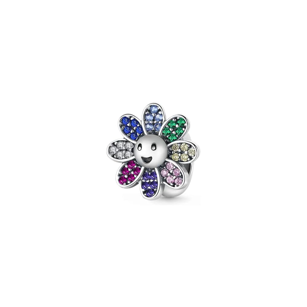 GNOCE Charm Beads for Bracelet 925 Sterling Silver Flower Heart Nature Design Fit Snake Chain Bracelets Jewelry Gift for Women Wife