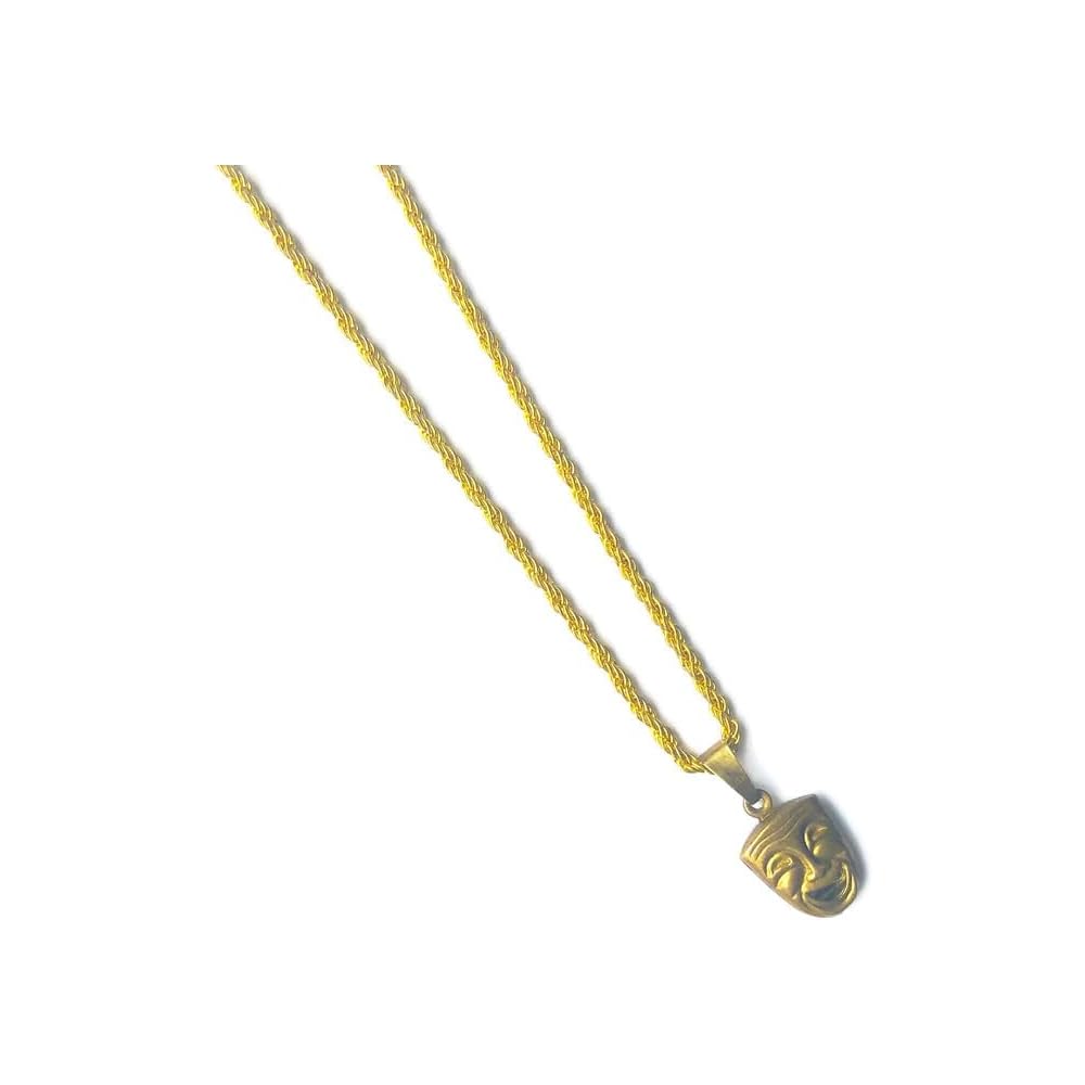 Theatrical Antique Brass Charm Necklace Tragedy Comedy Pendant/Earrings Theater Lover Gift Gold Plated Chain