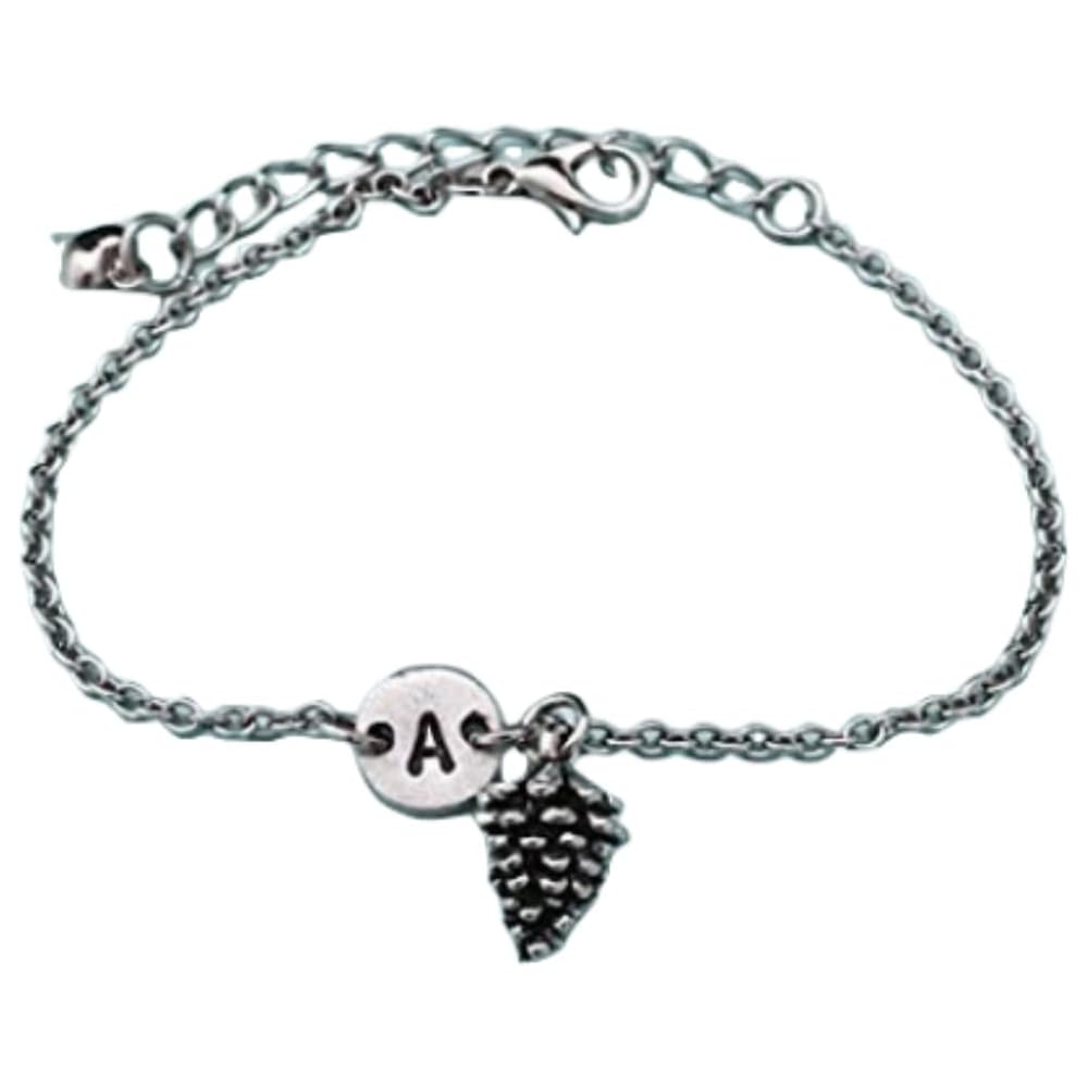Pine cone charm bracelet, pine cone charm, adjustable bracelet, nature, personalized bracelet, initial bracelet, monogram