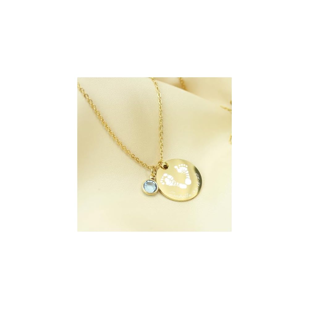 Actual Handprint Engraved Necklace Stainless Steel Baby Footprint Pendant Personalized Memorial Jewelry New Mom Gift