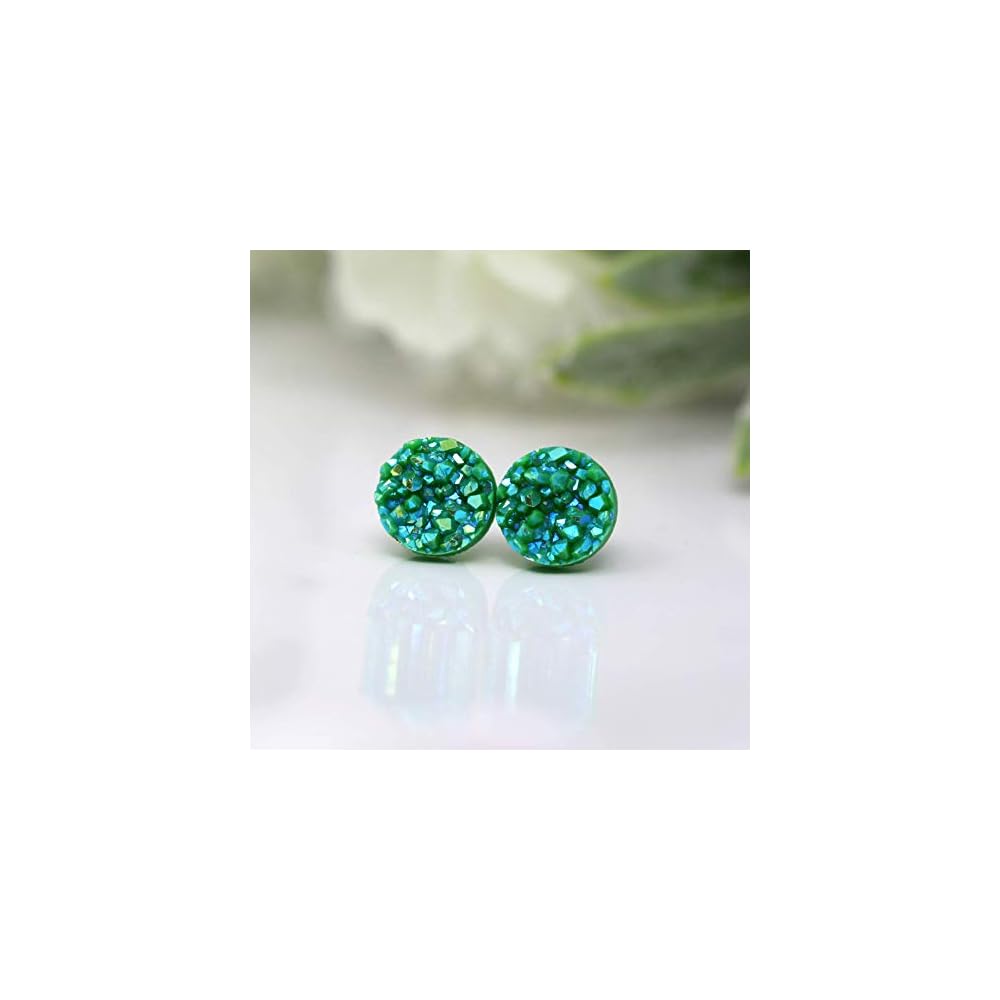 Faux Druzy Earrings on Hypoallergenic Plastic Posts 10mm