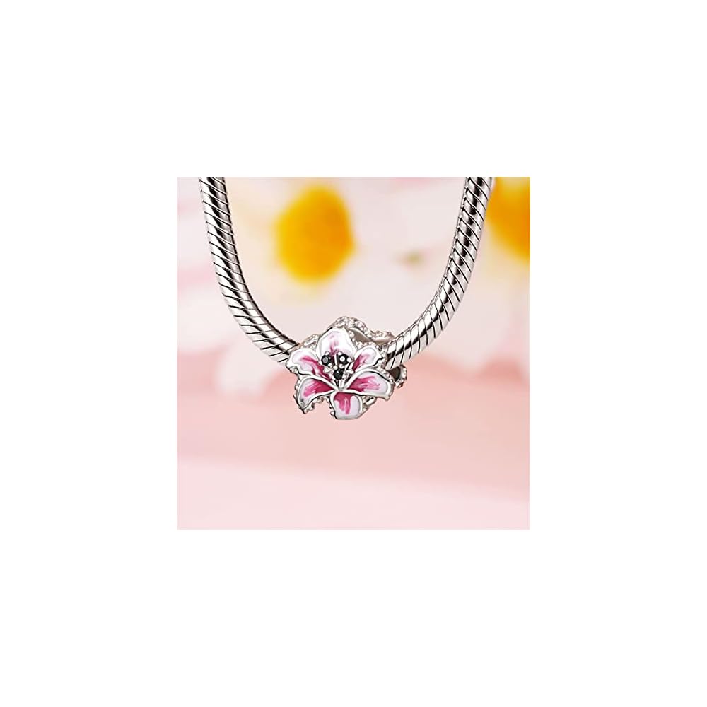 GNOCE Charm Beads for Bracelet 925 Sterling Silver Flower Heart Nature Design Fit Snake Chain Bracelets Jewelry Gift for Women Wife