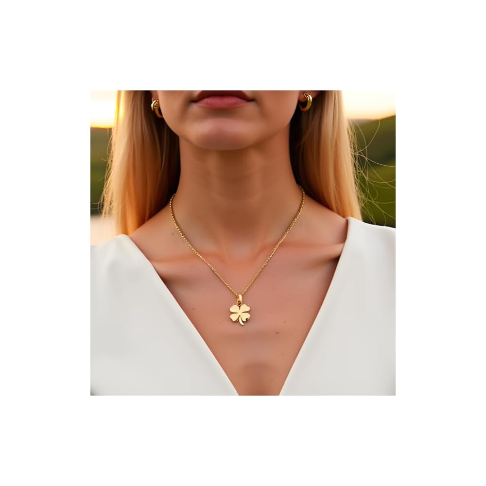 925 Sterling Silver Four Leaf Clover Necklace, Shamrock Pendant & 20" Chain