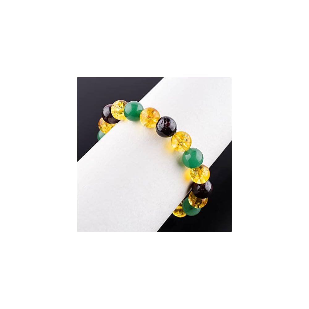 Triple Protection Bracelet - Unisex Stretchable Elastic Bracelet - Natural Gemstone Beads Dainty Men-Women Jewelry, Birthstone, Healing, Chakra, Yoga Balancing, Reiki