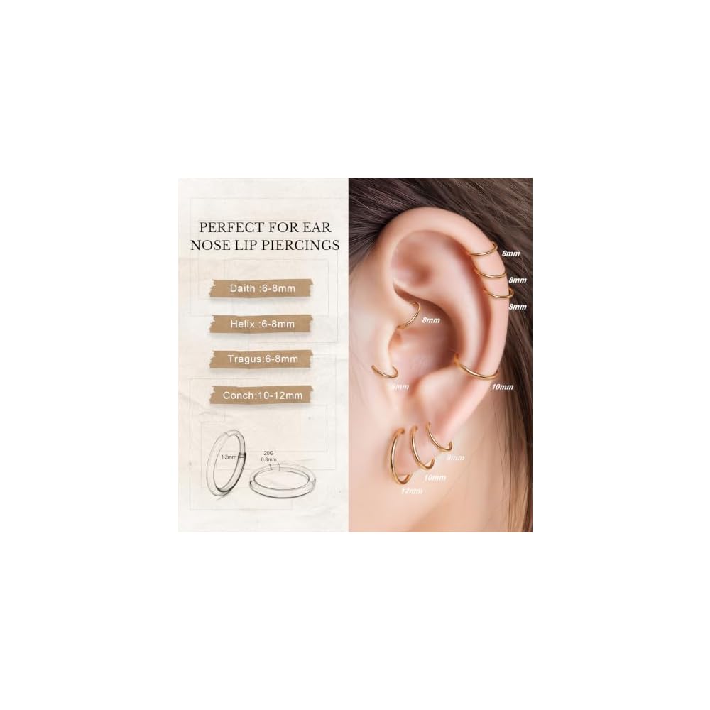 Limerencia Titanium Hoop Earrings for Women Men, Minimalist Small Hoops