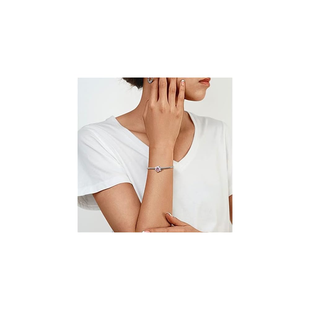 GNOCE Charm Beads for Bracelet 925 Sterling Silver Flower Heart Nature Design Fit Snake Chain Bracelets Jewelry Gift for Women Wife