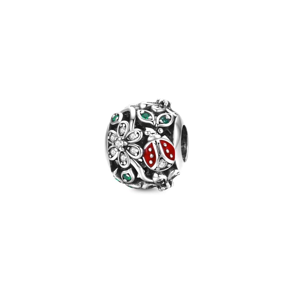GNOCE Charm Beads for Bracelet 925 Sterling Silver Flower Heart Nature Design Fit Snake Chain Bracelets Jewelry Gift for Women Wife