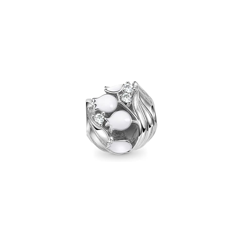 GNOCE Charm Beads for Bracelet 925 Sterling Silver Flower Heart Nature Design Fit Snake Chain Bracelets Jewelry Gift for Women Wife
