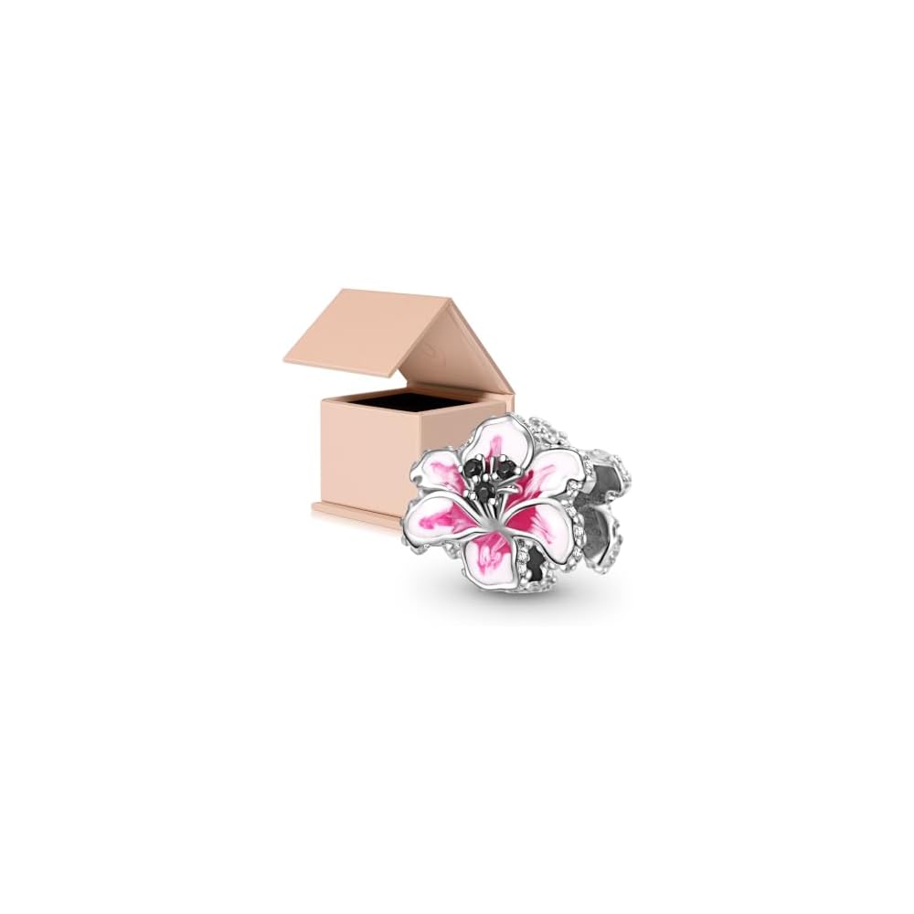 GNOCE Charm Beads for Bracelet 925 Sterling Silver Flower Heart Nature Design Fit Snake Chain Bracelets Jewelry Gift for Women Wife