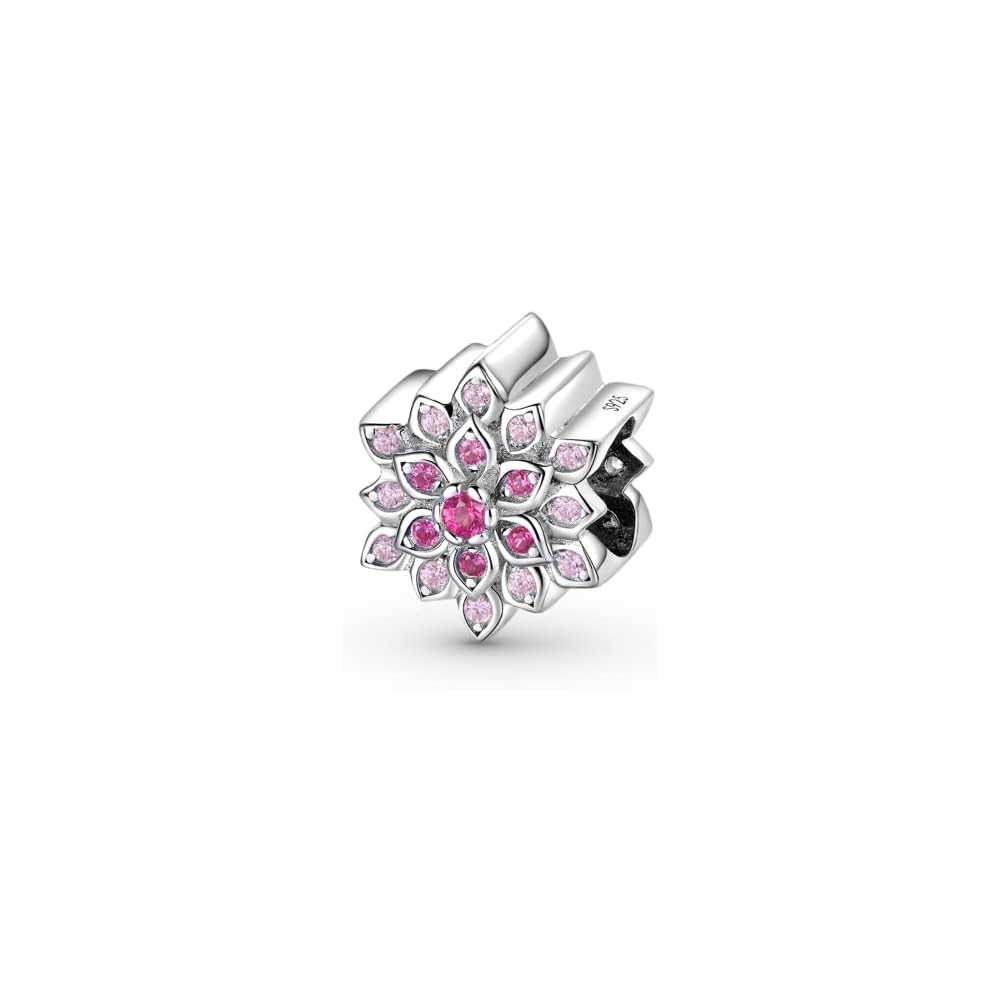 GNOCE Charm Beads for Bracelet 925 Sterling Silver Flower Heart Nature Design Fit Snake Chain Bracelets Jewelry Gift for Women Wife