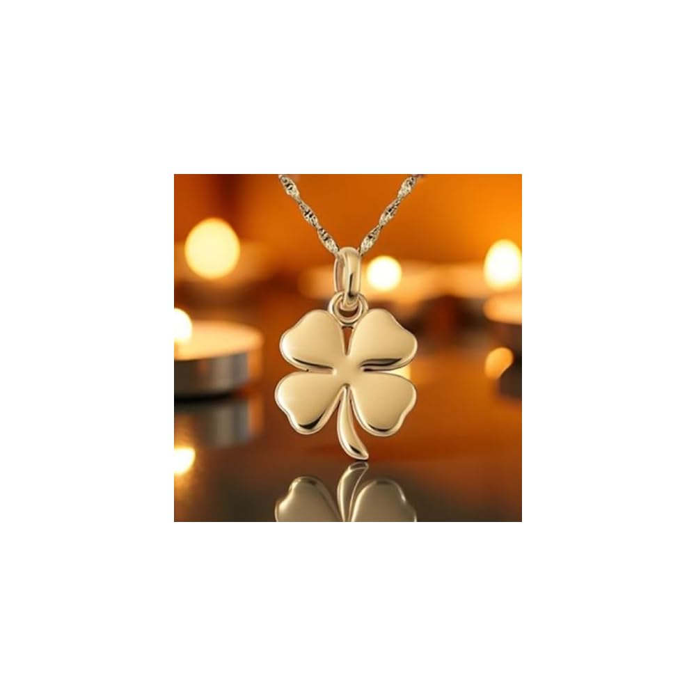 925 Sterling Silver Four Leaf Clover Necklace, Shamrock Pendant & 20" Chain
