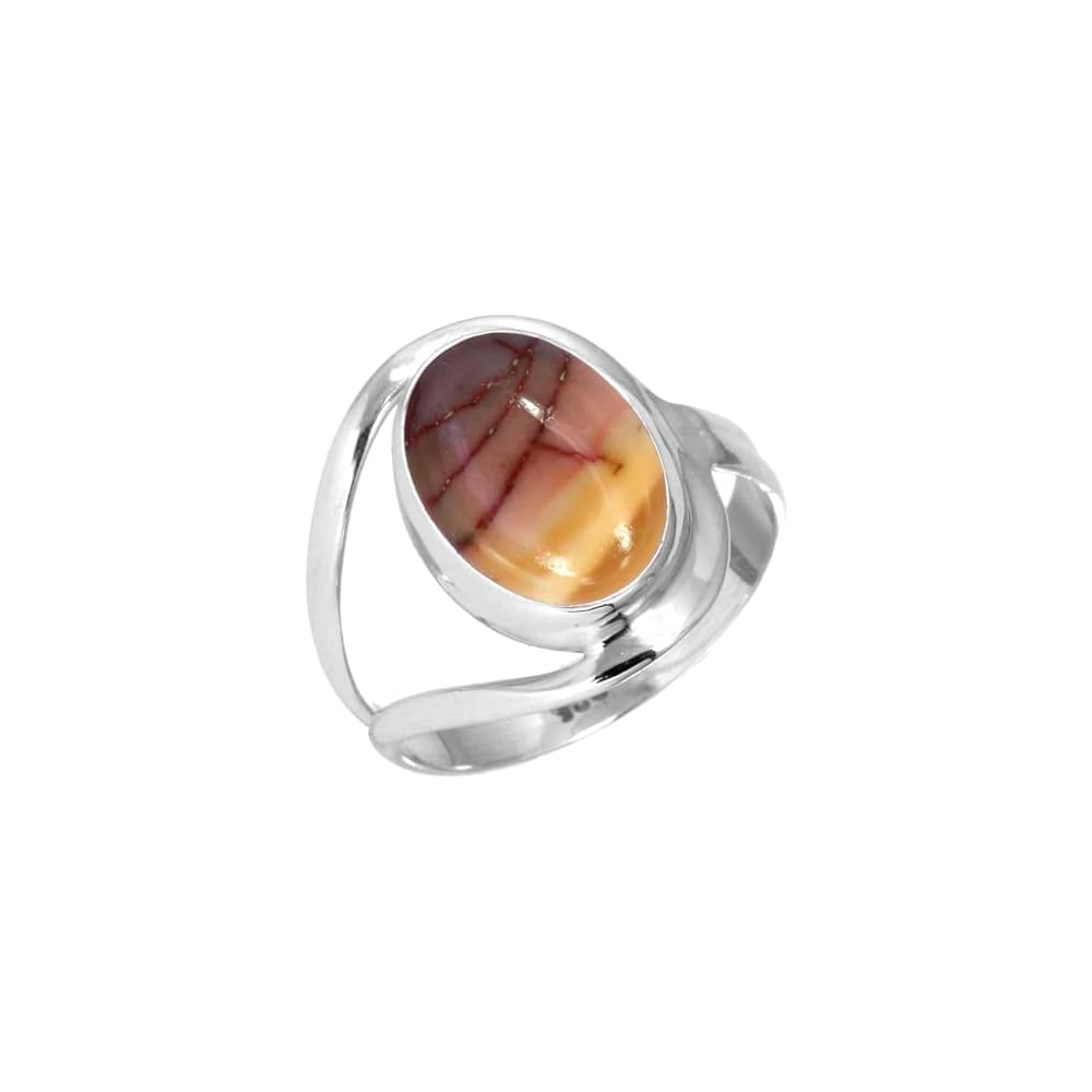 JEWELOPORIUM Natural Gemstone Ring For Women Pearl, Tiger Eye, Lapis, Crystal Oval Boho Genuine 925 Sterling Silver Handmade Jewelry