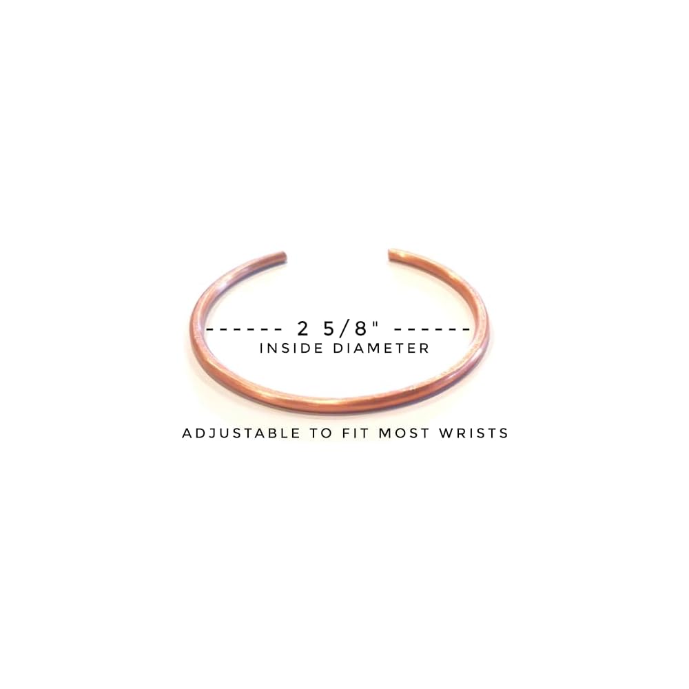 Hand Forged 100% Copper Bracelet ~ Made with Solid and Heavy Gauge Pure Copper ~ Adjustable for Men or Women