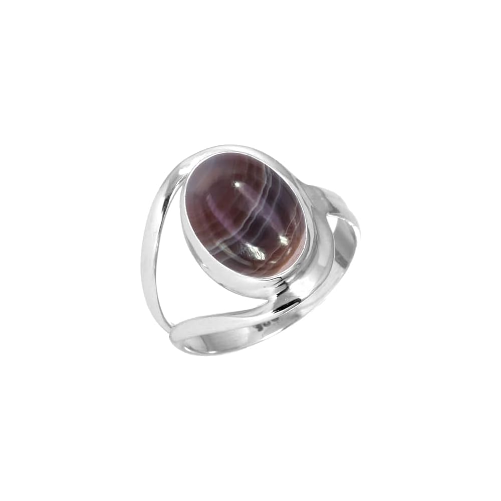 JEWELOPORIUM Natural Gemstone Ring For Women Pearl, Tiger Eye, Lapis, Crystal Oval Boho Genuine 925 Sterling Silver Handmade Jewelry