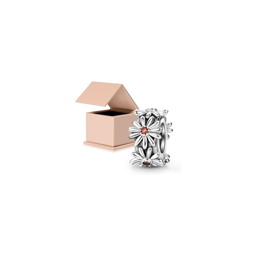 GNOCE Charm Beads for Bracelet 925 Sterling Silver Flower Heart Nature Design Fit Snake Chain Bracelets Jewelry Gift for Women Wife
