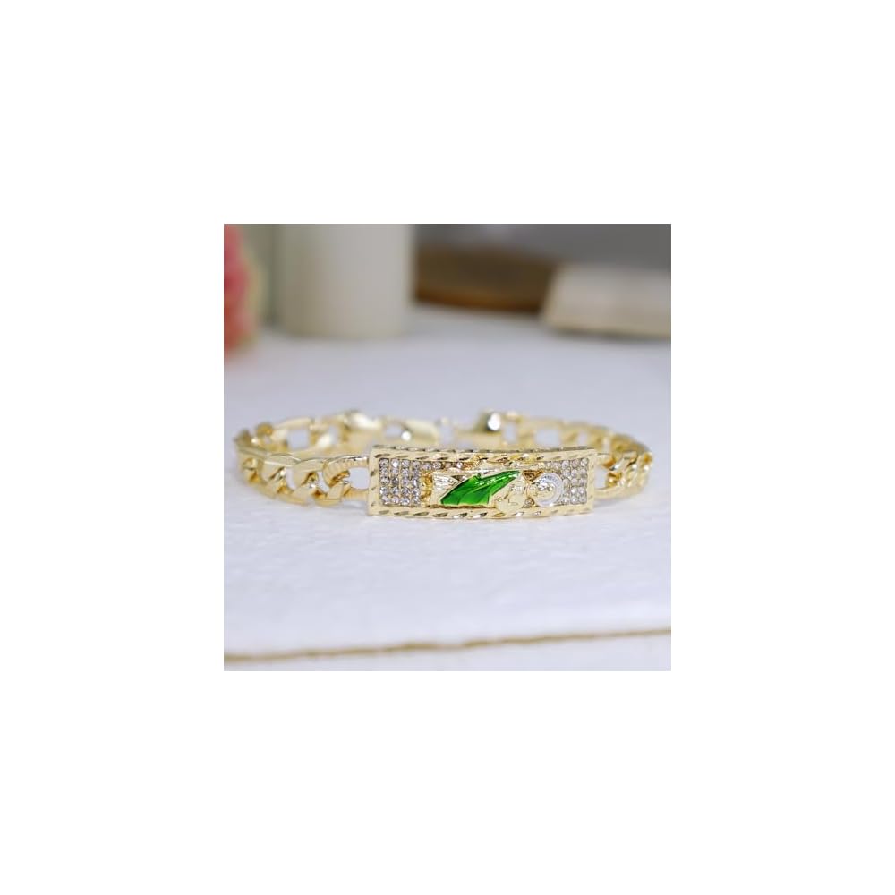 14K Gold Plated Virgin Mary & St. Jude Cuban Link Bracelet for Men Women, Hip Hop San Judas Tadeo Our Lady of Guadalupe Charm Bracelet, Religious Gift for Baptism Communion Confirmation