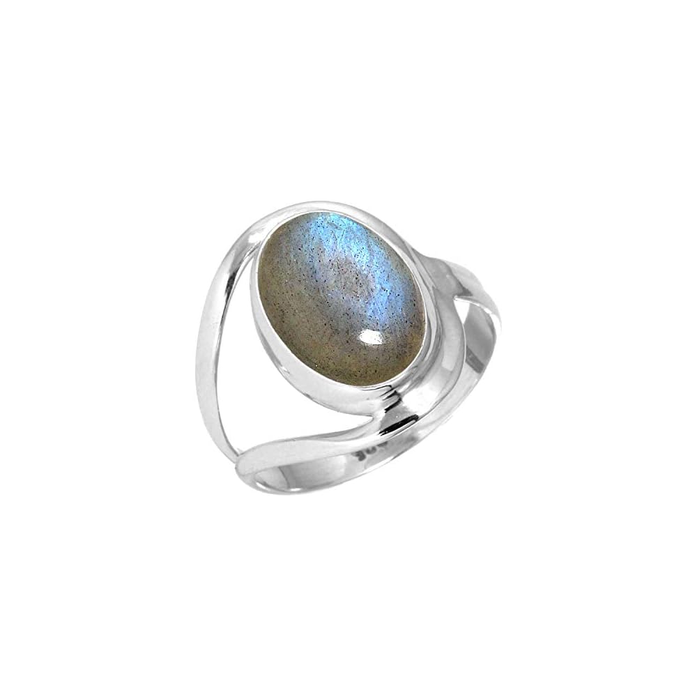 JEWELOPORIUM Natural Gemstone Ring For Women Pearl, Tiger Eye, Lapis, Crystal Oval Boho Genuine 925 Sterling Silver Handmade Jewelry