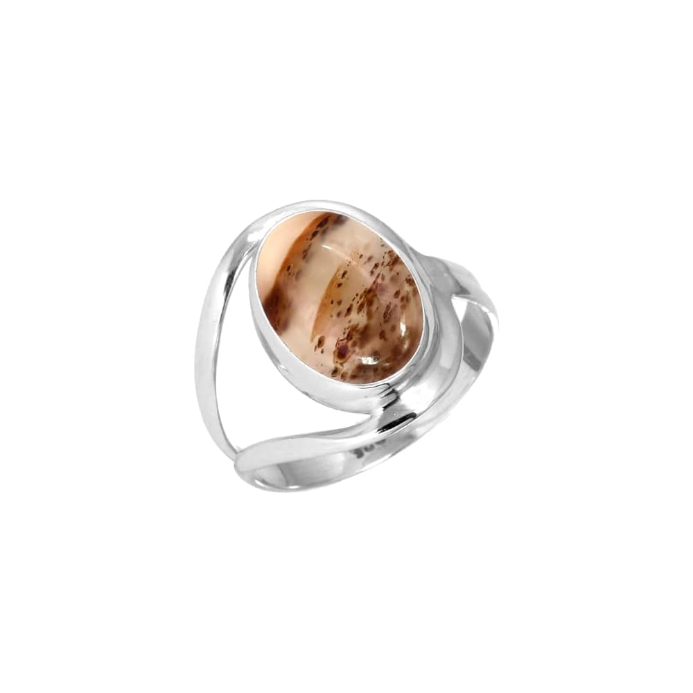 JEWELOPORIUM Natural Gemstone Ring For Women Pearl, Tiger Eye, Lapis, Crystal Oval Boho Genuine 925 Sterling Silver Handmade Jewelry