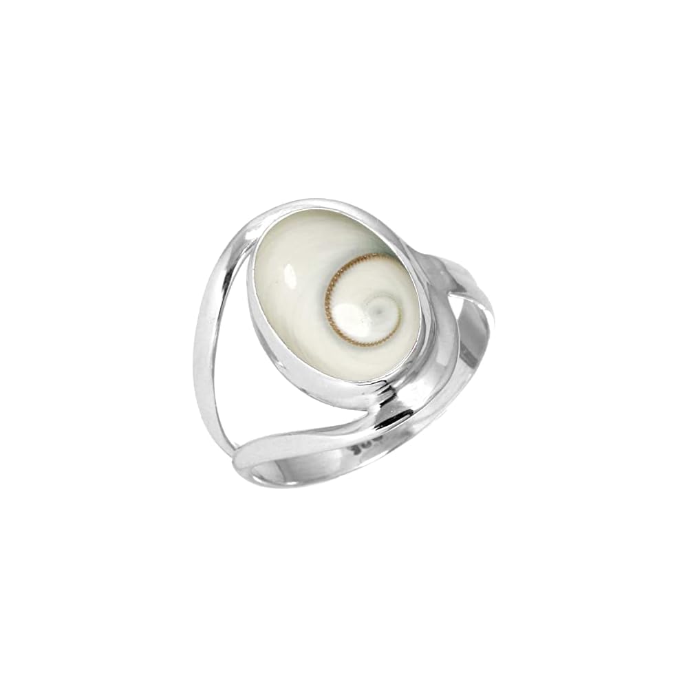 JEWELOPORIUM Natural Gemstone Ring For Women Pearl, Tiger Eye, Lapis, Crystal Oval Boho Genuine 925 Sterling Silver Handmade Jewelry
