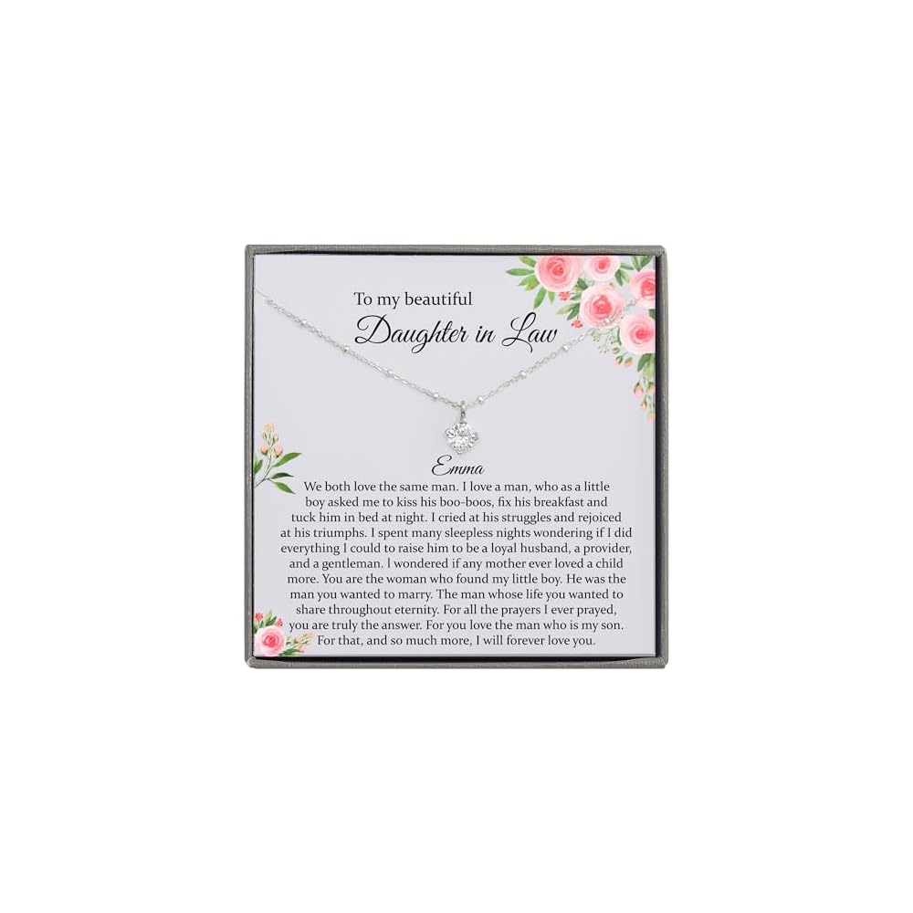 Be Wished Daughter in Law Gifts from Mother in Law, Wedding Day to Bride, Birthday or Holiday Handmade Necklace with Meaningful Message, Ready to Give Jewelry