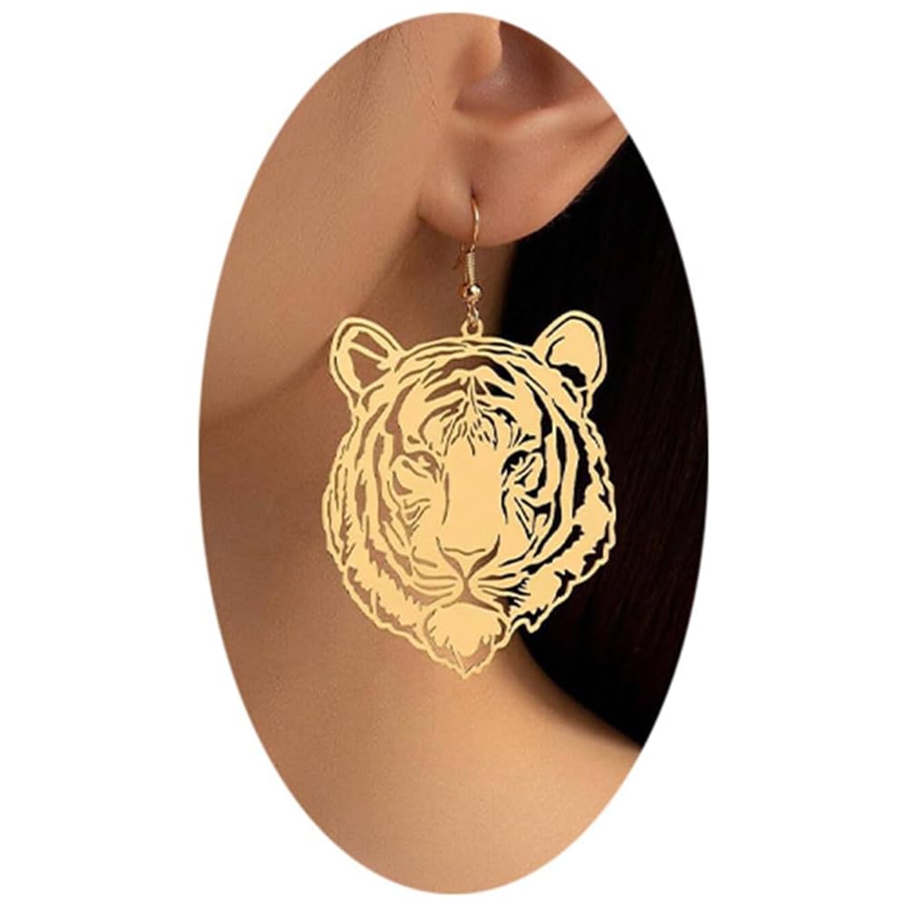 Gold Tiger Earrings Handmade Mascot Football Team Spirit Earrings Fashion Retro Animal Inspired Jewelry Bohemian Lucky Gift