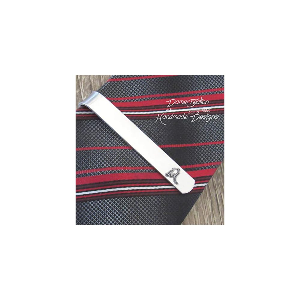 Personalized Hockey Tie Clip, Various Metals, Customize with Wording on Bothsides