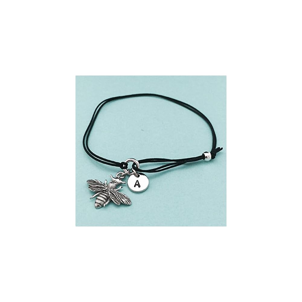 Queen bee cord bracelet, queen bee charm bracelet, adjustable bracelet, charm bracelet, personalized bracelet, initial bracelet, monogram