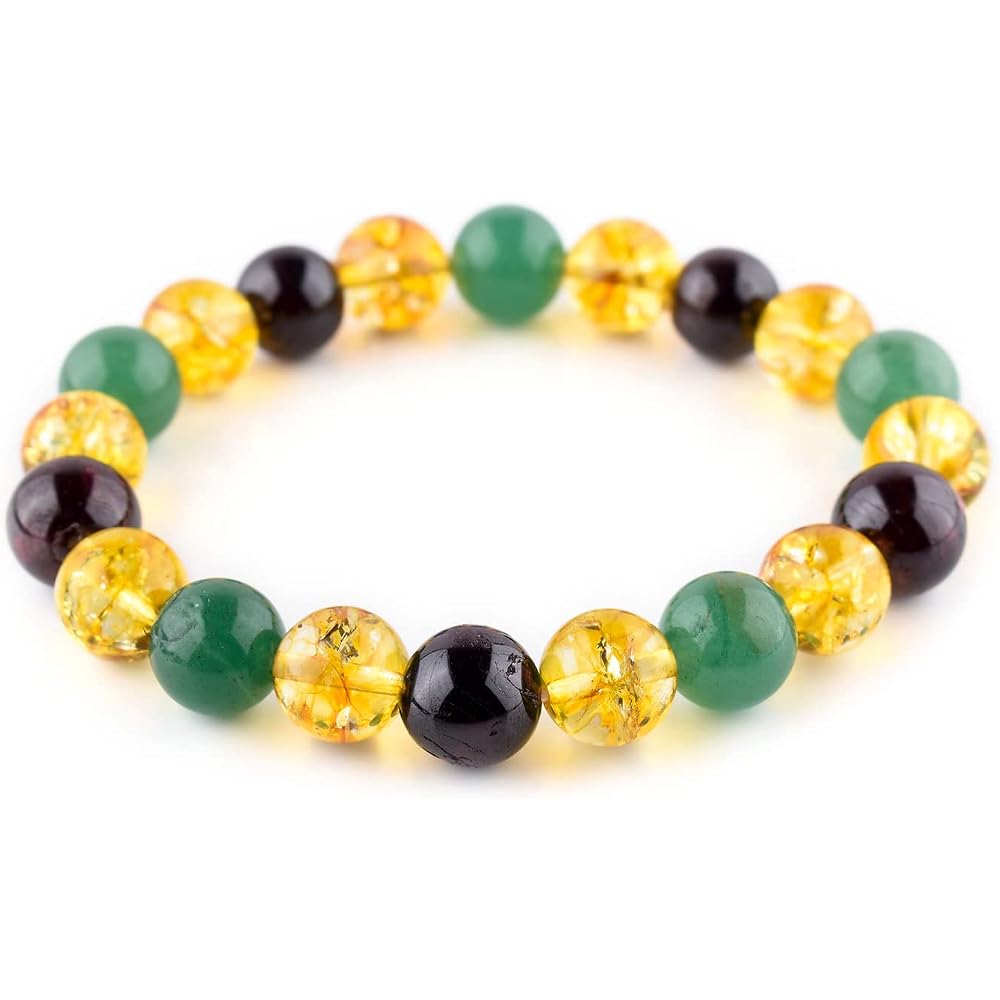Triple Protection Bracelet - Unisex Stretchable Elastic Bracelet - Natural Gemstone Beads Dainty Men-Women Jewelry, Birthstone, Healing, Chakra, Yoga Balancing, Reiki