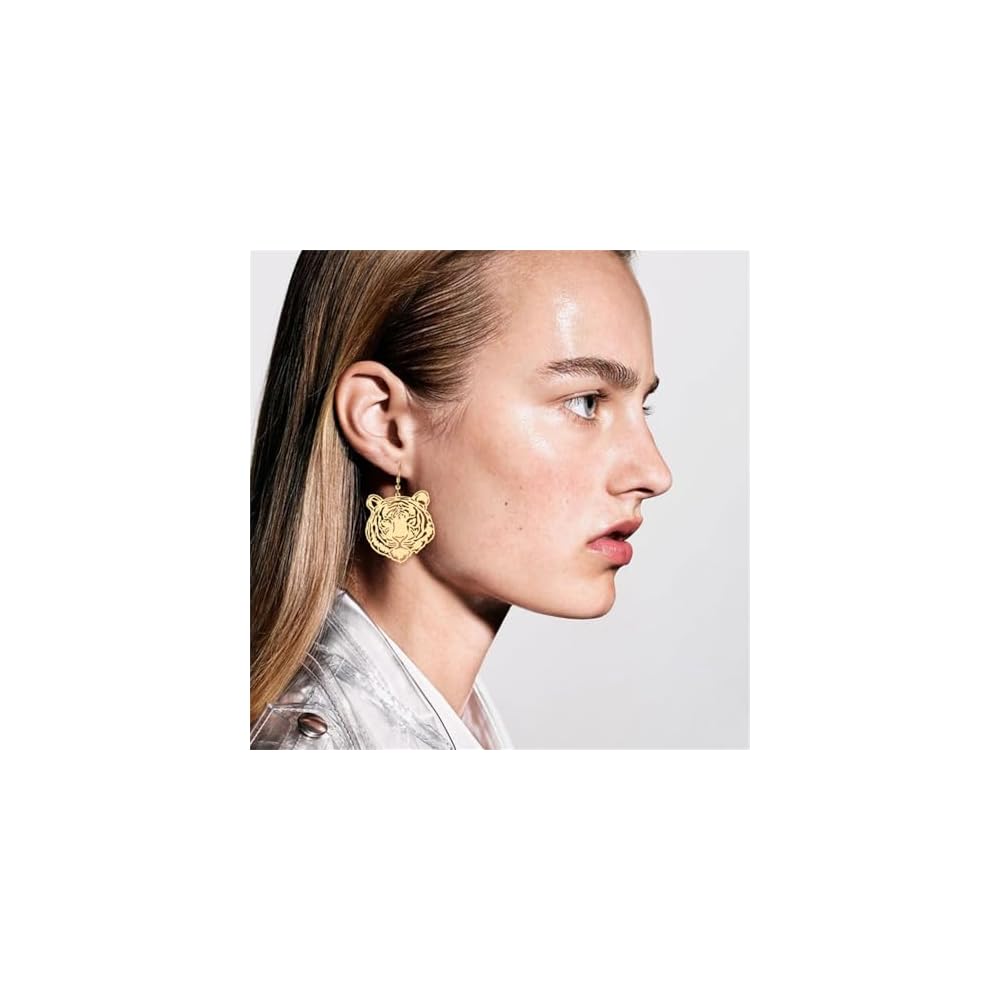 Gold Tiger Earrings Handmade Mascot Football Team Spirit Earrings Fashion Retro Animal Inspired Jewelry Bohemian Lucky Gift